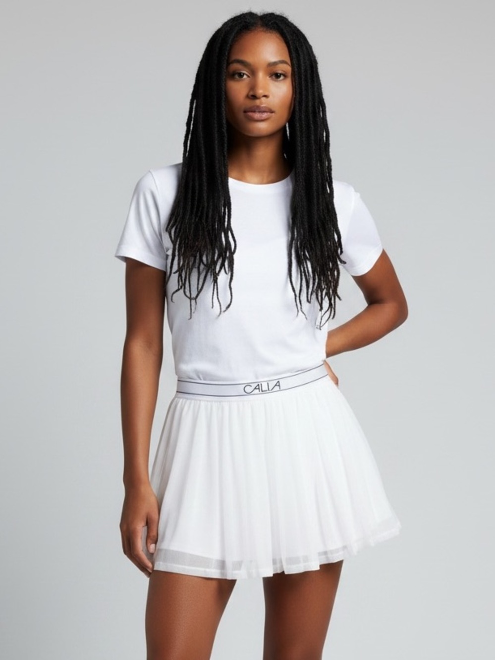 Calia White Pleated Athletic Skort with Branded Waistband NWT Medium AAA0160